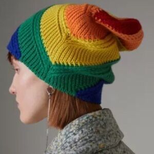 NWT Burberry $490 Wool/Cashmere Rainbow Beanie